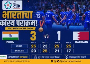 भारताचा ऐतिहासिक कांस्य विजय! AVC मेन्स कप २०२६ मध्ये बहरीनवर ३-१ ने मात करत भारताचे पदक निश्चित